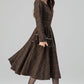 Brown Wool Blend Plaid Dress – Handmade Vintage Midi Winter Style | Xiaolizi 6391