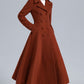 Rust Red Wool Maxi Coat – Statement Double Breasted Swing Overcoat 5495