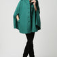 Green Wool Cape Coat for Women – Stand Collar Winter Cloak with Pockets, Xiaolizi 1129