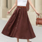 A line brown button front midi linen skirt 4949 -Size S #CK2400360