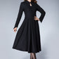 Mandarin collar black winter wool dress women 1872