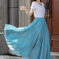 Long cotton swing blue summer skirt 4412