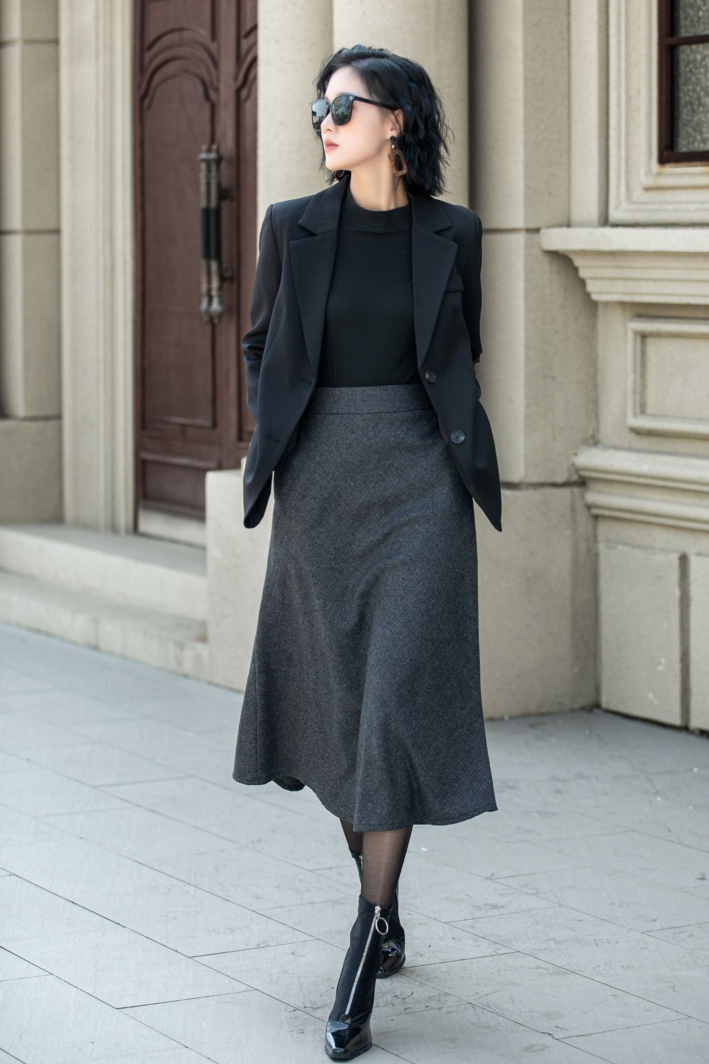 A line wool skirt with pockets 5309