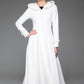 White swing fit and flare wool coat  1412#