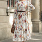 Vintage-Inspired Floral midi linen Dress 5685