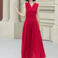 Burgundy sleeves summer prom chiffon dress 5173