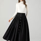 Swing black long pleated wool skirt 4611