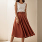 Linen Full Circle Skirt with Pockets 4976