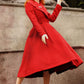 1950s Red Long princess wool coat 3189