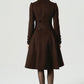 Asymmetrical brown winter wool coat 6311