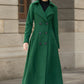 Double Breasted Wool Coat – Elegant Green Winter Overcoat for Women 6298