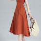 Orange Sleeveless Midi Linen Dress 3617