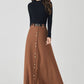 A line maxi brown winter wool skirt 4533