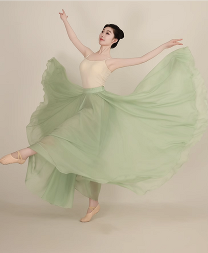 Long prom swing chiffon skirt women 6184-green