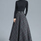 Vintage Inspired Tartan Plaid Midi Wool Skirt Woman 3138