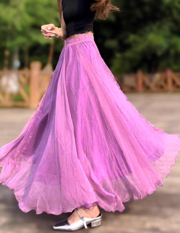 Long prom swing chiffon skirt women 6183- purple