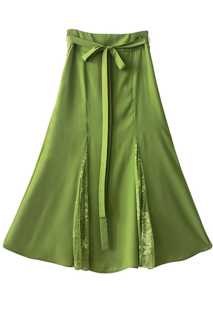 summer green chiffon skirt elegant fishtail skirt  4302