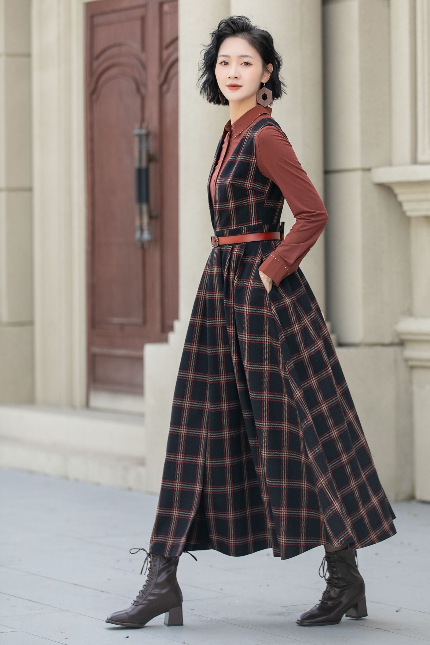 black plaid dress women The Children's Place Womens Matching Family Buffalo Plaid Shirt Dress | Size Small (5/6) | Black