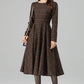 Brown Wool Blend Plaid Dress – Handmade Vintage Midi Winter Style | Xiaolizi 6391