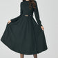 Dark Green Winter Long Wool Dress 4522