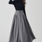 Button down gray maxi wool skirt 4526