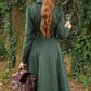 Retro green Long winter wool coat  3221