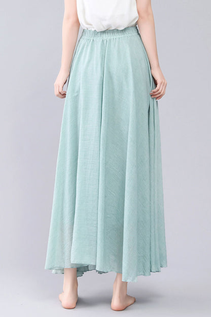 Swing Linen Maxi Causal Linen Summer A Line Skirt 3566