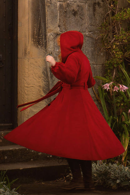 Lantern sleeve hooded wool coat 3161