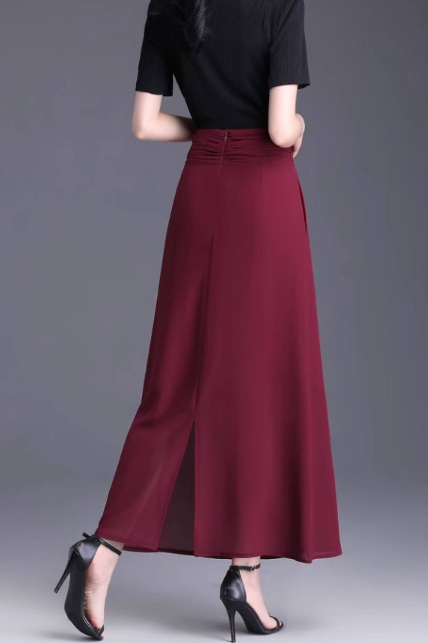 High waisted long chiffon summer skirt women 6132