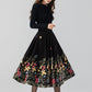 Black embroidered midi wool skirt 4665