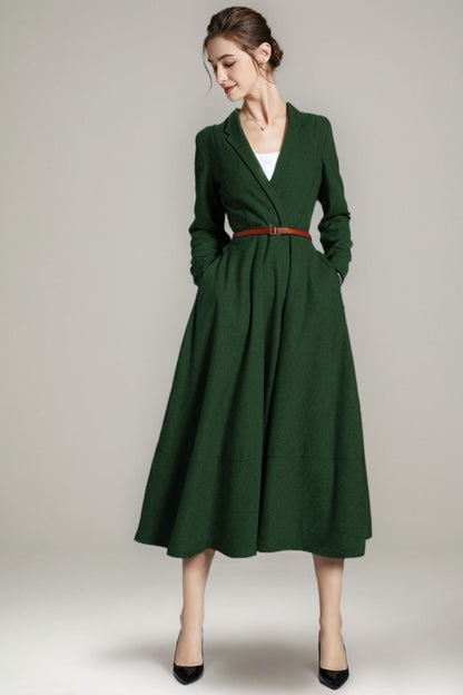 Elegant Wool V-Neck Dress Long Sleeve Winter Midi Dress 5489 Brown / XL Elegant Wool V-Neck Dress Long Sleeve Winter Midi Dress 5489 Brown / XL