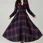 Plaid Hooded Wool Coat – A-Line Long Winter Coat with Contrast Lapel | Xiaolizi 6570