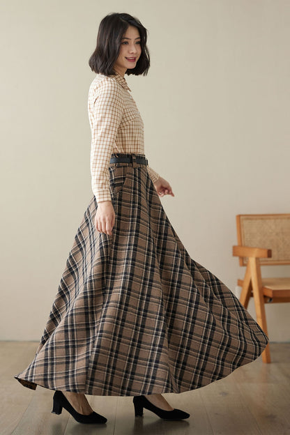 Retro Plaid Winter Autumn Skirt Women 4622