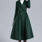 Dark Green Fit and Flare Wool Coat 3242