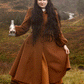 Dark Brown Long Hooded Wool Coat Women 4736