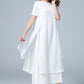 White Linen Plus size summer chiffon dress 1780