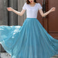 Long cotton swing blue summer skirt 4412