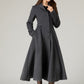 Gray winter long wool coat with pockets 5479