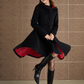 Black hooded winter wool coat  5363