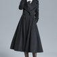 Vintage Inspired Black Long Wool Princess Coat 3130#