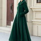 Green long double breasted winter wool coat 5452