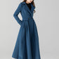 Vintage inspired blue midi winter wool coat 4667