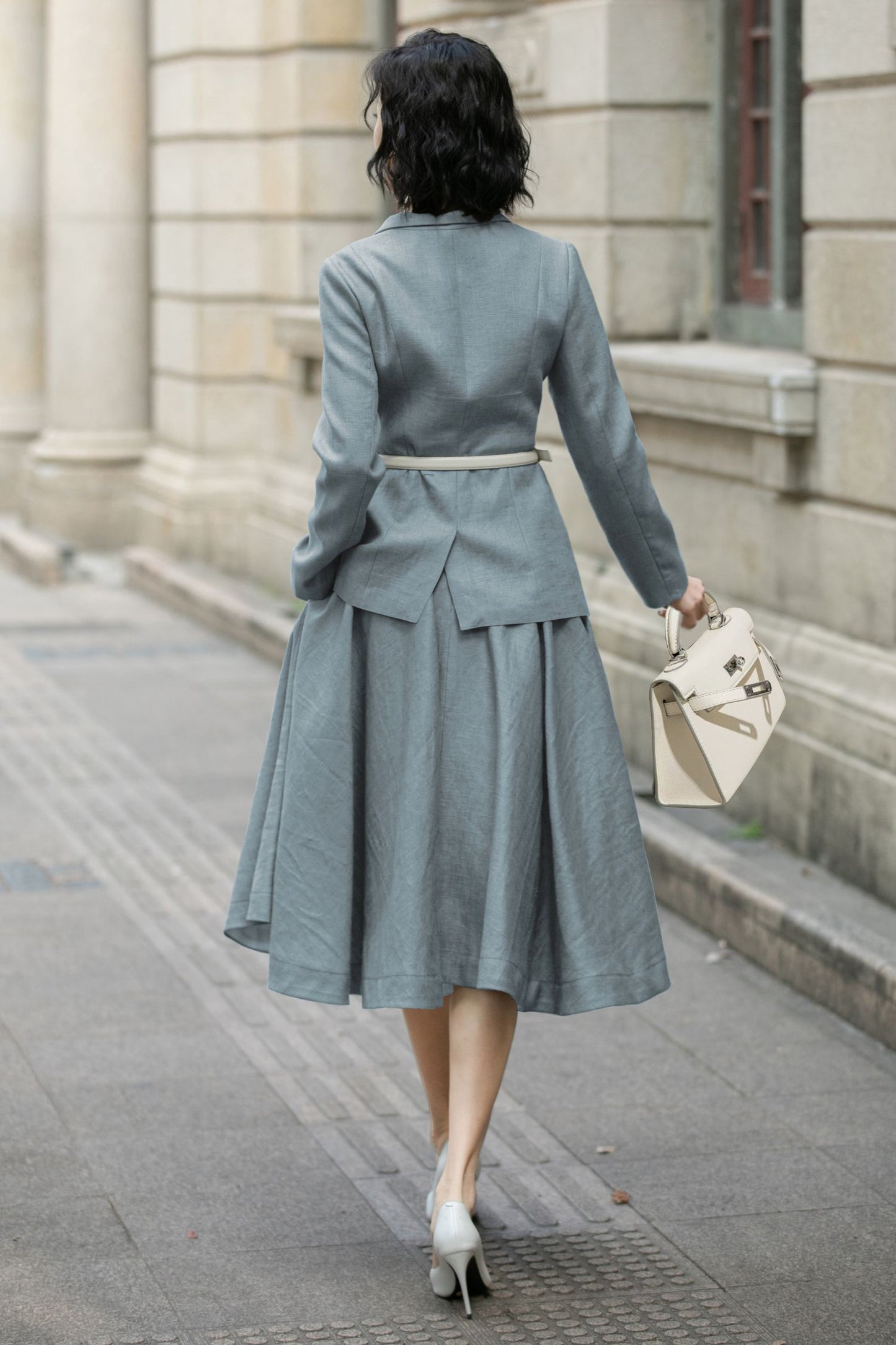 Linen Short Jacket – Button Closure with Lapel Collar and Side Pockets for Spring & Autumn 6709