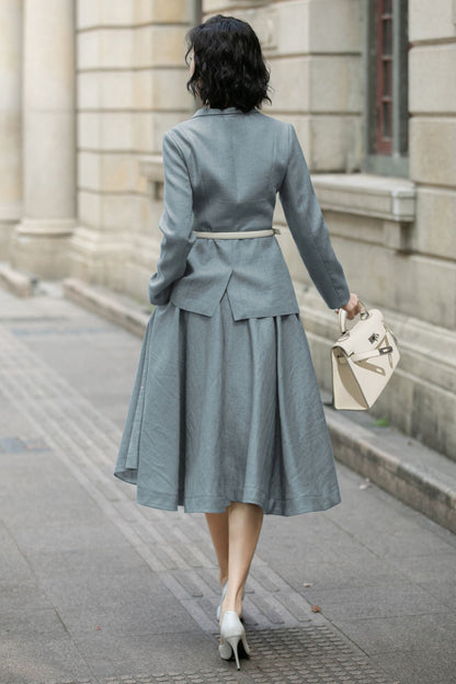 Linen Short Jacket – Button Closure with Lapel Collar and Side Pockets for Spring & Autumn 6709