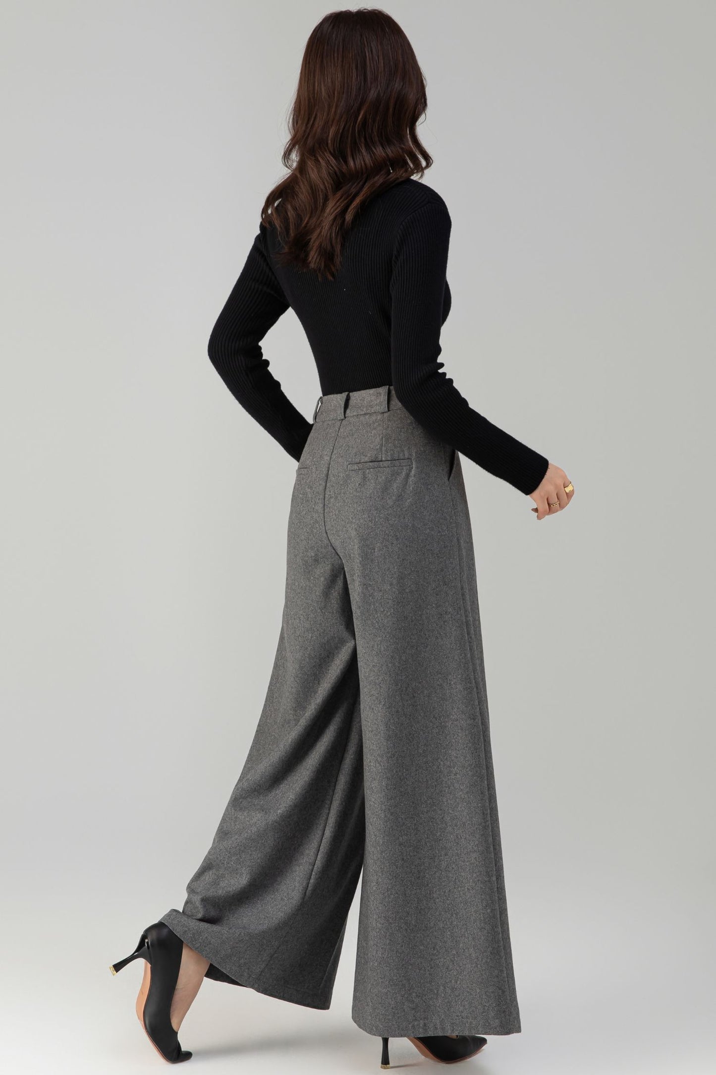 Vintage Handmade Wool Blend Wide Leg Palazzo Pants | Xiaolizi 6463