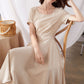 Beige Swing Summer Linen Dress 3374