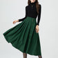 Button front green midi wool skirt 5322