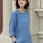 Blue summer linen top blouse 5221