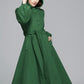 Maxi swing wool coat in Green 6351