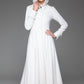 White swing fit and flare wool coat  1412#